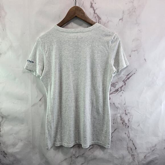 Simms T Shirt Womens Large Gray Blue Fish Short Sleeve Crew Neck - Picture 5 of 11